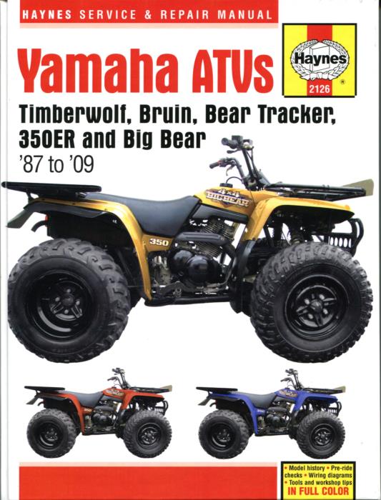 Haynes Manual Yamaha ATVs Timberwolf Bruin Bear Tracker 350ER Big Bear